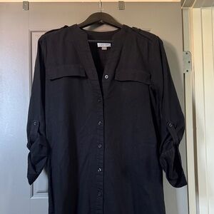 Calvin Klein Black Roll-Up Sleeve Dress